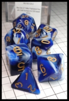 Dice : Dice - Dice Sets - Chinese Swirl Blue with Milk with Gold Numerals MLK BU GD 2 - Retail Buy Apr 2024
